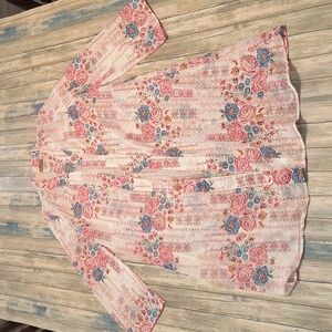 Jorja Floral Sheer Longline Kimono Cardigan Sz L
